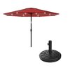 Pure Garden Patio Umbrella with Solar Lights with Base, Red 50-LG1174B